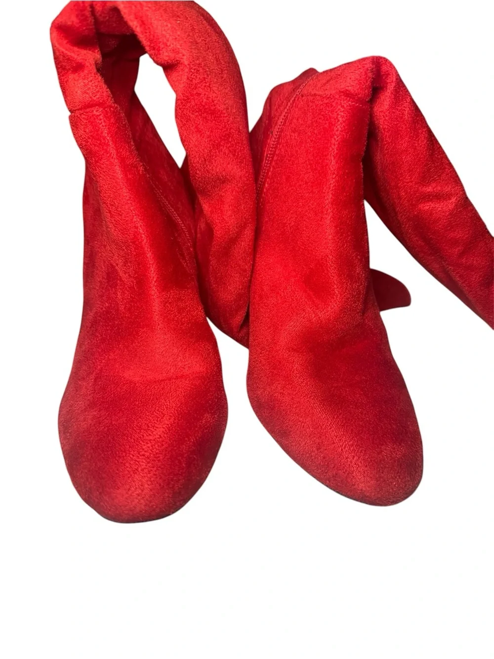 Top Moda Red Women's Faux Suede Block Heel Knee High Boot Size 7